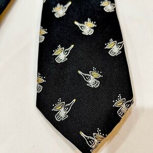 Polo Celebration Neck Tie Champagne Glass 2014 Black Gold Preppy Party New Years